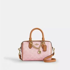 Coach Mini Rowan in Powder Pink with charms. LATEST DROP. LIMITED EDITION